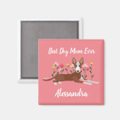 Personalisierter bester Hund Mama Podenco Pink Magnet (Vorderseite/Rückseite)