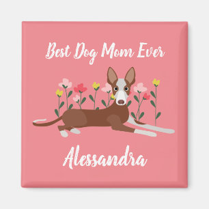 Personalisierter bester Hund Mama Podenco Pink Magnet