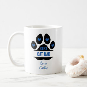 Personalisierter Bester Katzenvater Pfotenabdruck Kaffeetasse