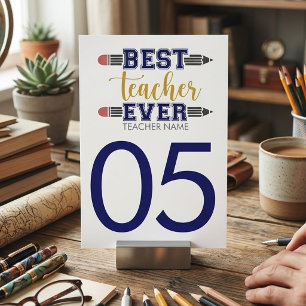 Personalisierter Bester Lehrer Aller Zeiten - Indi Tischnummer