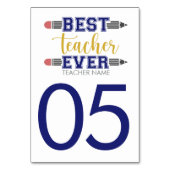 Personalisierter bester Lehrer je - individuell Tischnummer (Rückseite)