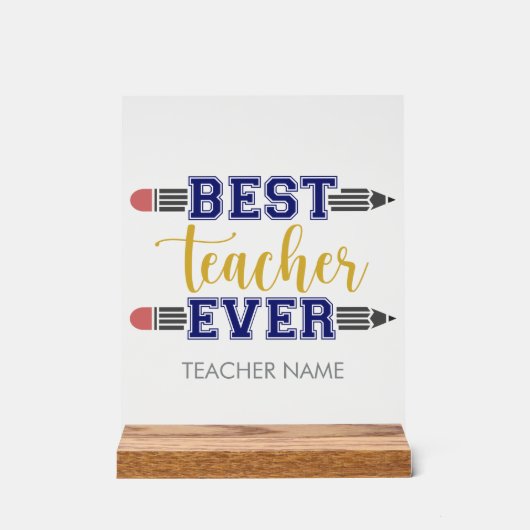Personalisierter bester Lehrer je - individuelles Acrylschild (Vorderseite)