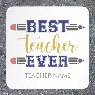 Personalisierter bester Lehrer je - individuelles  Quadratischer Aufkleber
