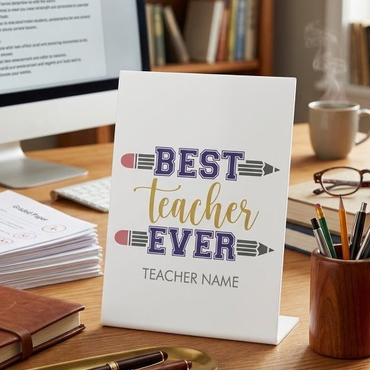 Personalisierter bester Lehrer je - individuelles Sockelschild