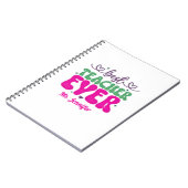 Personalisierter Bester Lehrer je rosa grüne Schri Notizblock (Linke Seite)