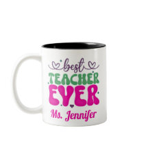 Personalisierter Bester Lehrer je rosa grüne Schri