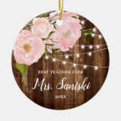 Personalisierter Bester Lehrer je rustikale Wasser Keramik Ornament (Vorne)