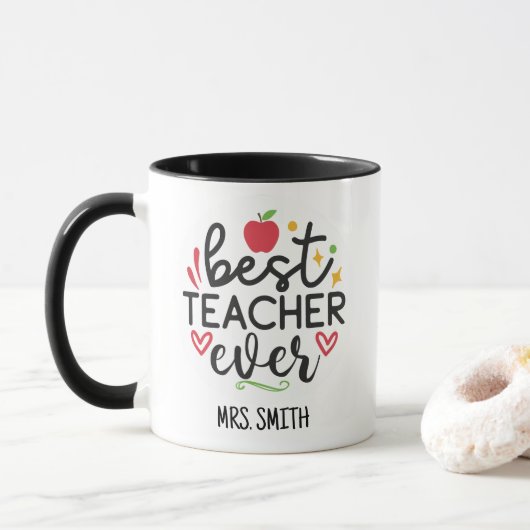 Personalisierter Bester Lehrer überhaupt Tasse (Mit Donut)