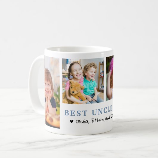 Personalisierter Bester Onkel je 4 FotoCollage Kaffeetasse (Vorderseite Links)