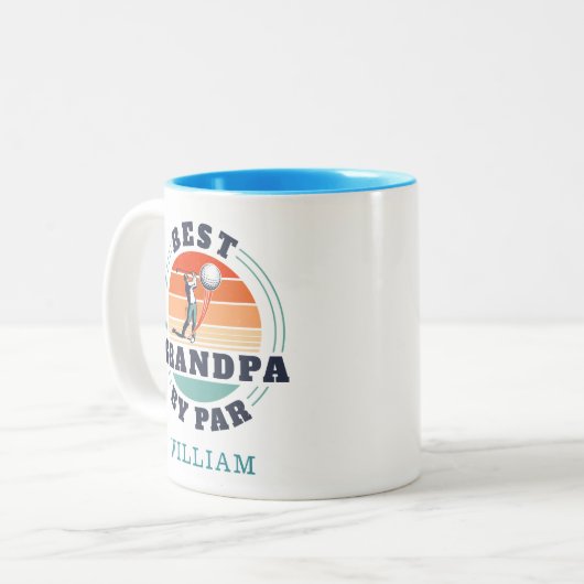 Personalisierter bester Opa nach Par Golfo Geburts Zweifarbige Tasse (Vorderseite Links)
