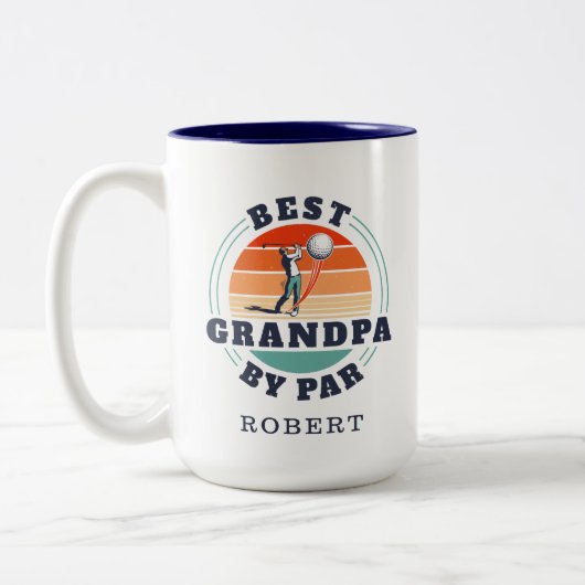Personalisierter bester Opa Par Golfplatz Lover Zweifarbige Tasse (Links)