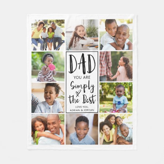 Personalisierter bester Vater 10 FotoCollage Fleecedecke (Vorderseite)