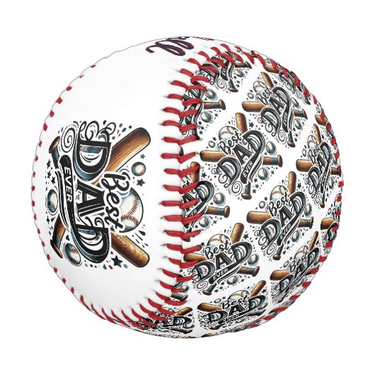 Personalisierter "Bester Vater aller Zeiten" Baseb Baseball (Schrägansicht)