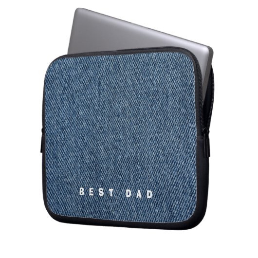 Personalisierter bester VATER Denim Print Laptopschutzhülle (Vorderseite Links)