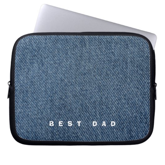 Personalisierter bester VATER Denim Print Laptopschutzhülle (Vorderseite)