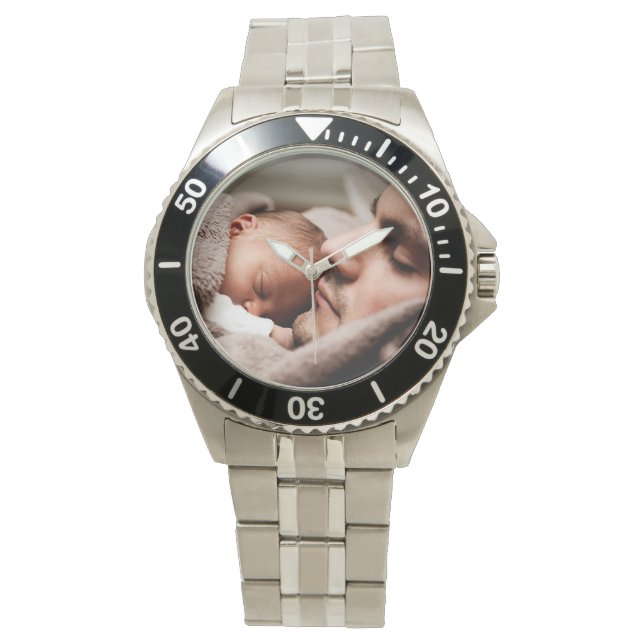 Personalisierter bester Vater je, Foto Armbanduhr (Vorderseite)