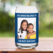 Personalisierter bester Vater je Foto Blau Dosenglas