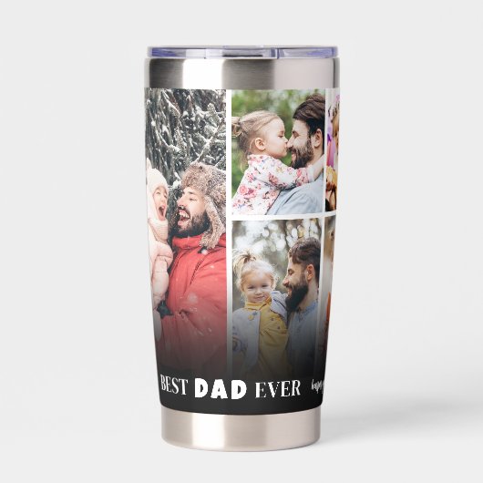 Personalisierter bester Vater je Foto Collage Vate Thermobecher (Vorderseite)