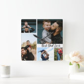 Personalisierter bester Vater je FotoCollage Quadratische Wanduhr (Zuhause)