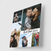Personalisierter bester Vater je FotoCollage Quadratische Wanduhr (Winkel)