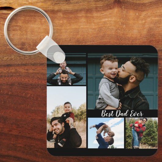 Personalisierter bester Vater je FotoCollage Schlüsselanhänger (Vorderseite)