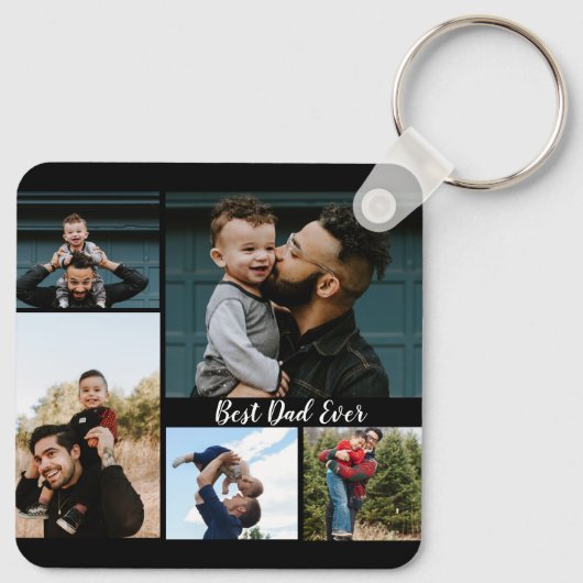 Personalisierter bester Vater je FotoCollage Schlüsselanhänger (Rückseite)