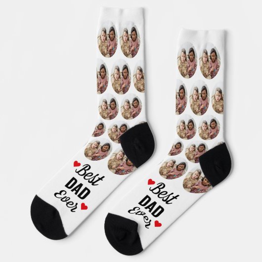 Personalisierter bester Vater je Kind Foto weiß Socken (Linkes Detail)