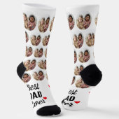 Personalisierter bester Vater je Kind Foto weiß Socken (Gewinkelt)
