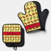 Personalisierter bester Vater je Niedliche Grillwa Ofenhandschuh & Topflappen-Set (Vorderseite/Rückseite)