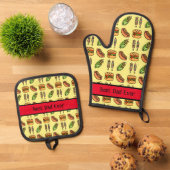 Personalisierter bester Vater je Niedliche Grillwa Ofenhandschuh & Topflappen-Set (Oben Unten)