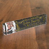 Personalisierter bester Vater je Schreibtisch Foto Namensplakette (Seite)