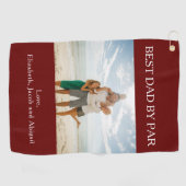Personalisierter bester Vater Par Foto Golfhandtuch (Horizontal)