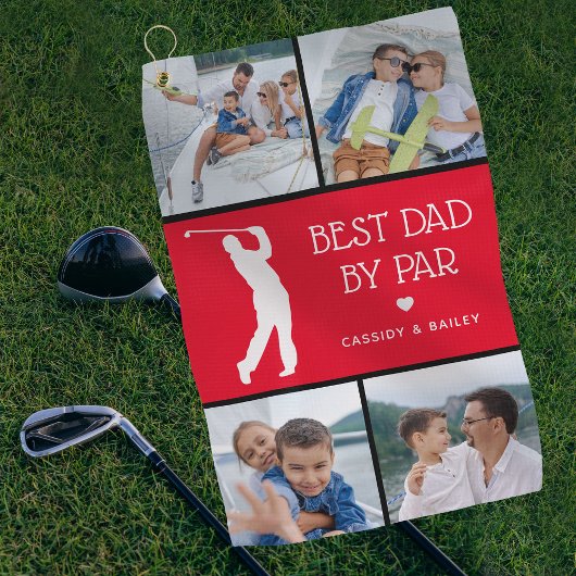 Personalisierter bester Vater per Par Foto Collage Golfhandtuch