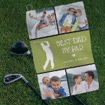 Personalisierter bester Vater per Par FotoCollage  Golfhandtuch<br><div class="desc">Überraschen Sie Ihren Golfprofi mit einem Vatertag, Weihnachten oder Geburtstag Geschenk, das er stolz auf den Golfplatz verwenden kann! Fügen Sie 4 (vier) benutzerdefinierte Bilder zu diesem Design von Ihrem Telefon oder Computer, die süße Wortmarke, die "Best Vater by Par", ein niedliches kleines Herz, das in jeder Farbe geändert werden...</div>