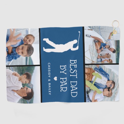 Personalisierter bester Vater von Par Fotomaterial Golfhandtuch (Horizontal)