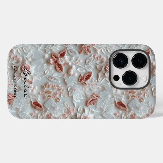 Personalisierter, bestickter Floral iPhone Case (Rückseite (Horizontal))
