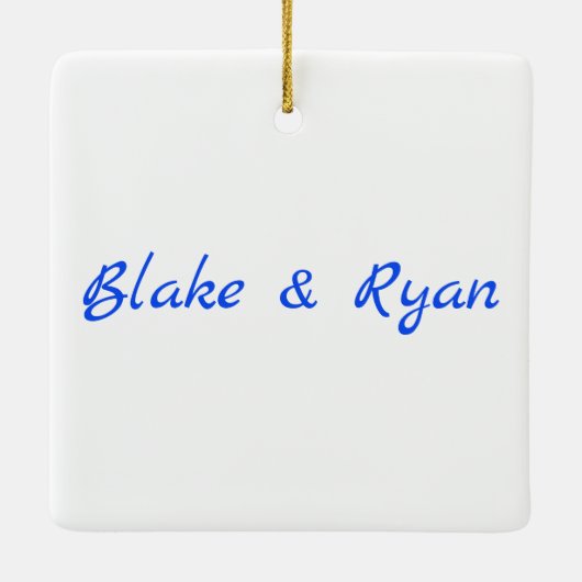 Personalisierter "Besties" Blue Holiday Keramikornament (Rückseite)