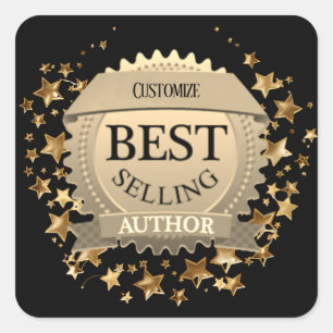 Personalisierter Bestsellerautor Schwarz Quadratischer Aufkleber