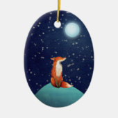 Personalisierter bezaubernder Fuchs und Vollmond W Keramik Ornament (Vorne)