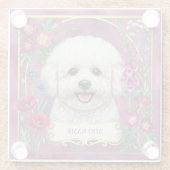 Personalisierter Bichon Frise Rosa Glasuntersetzer (Rückseite)