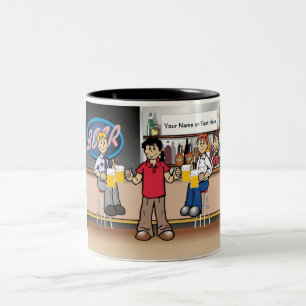 Personalisierter Bier Drinker - Männlicher Cartoon Zweifarbige Tasse