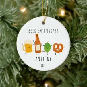 Personalisierter Bierliebhaber-Weihnachtsschmuck Keramik Ornament