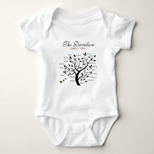 Personalisierter Big Family Tree (20 Namen) Baby Strampler (Vorderseite)