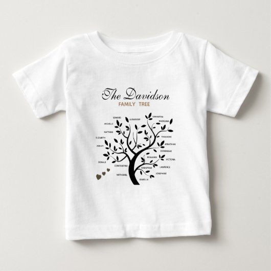 Personalisierter Big Family Tree (20 Namen) Baby T-shirt (Vorderseite)