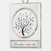 Personalisierter Big Family Tree (20 Namen) Banner-Ornament Silber (Links)