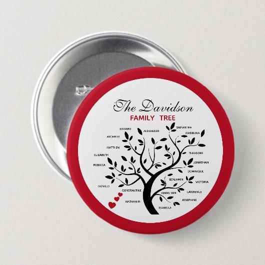 Personalisierter Big Family Tree (20 Namen) Button (Vorne & Hinten)