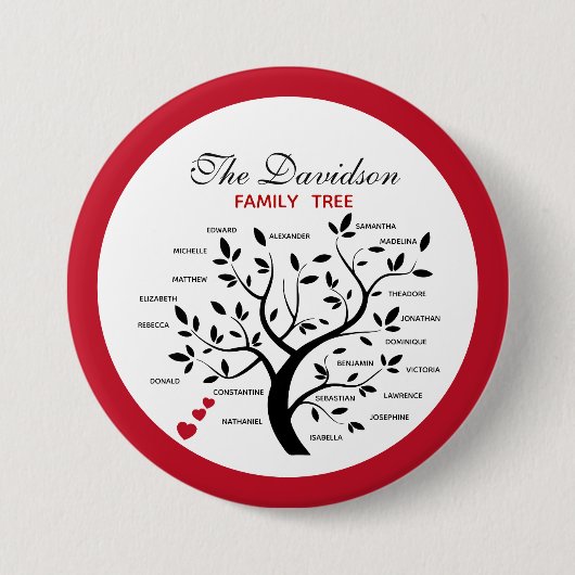 Personalisierter Big Family Tree (20 Namen) Button (Vorderseite)