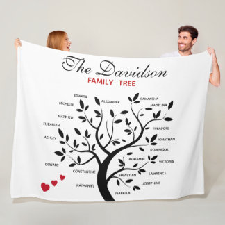 Personalisierter Big Family Tree (20 Namen) Fleecedecke