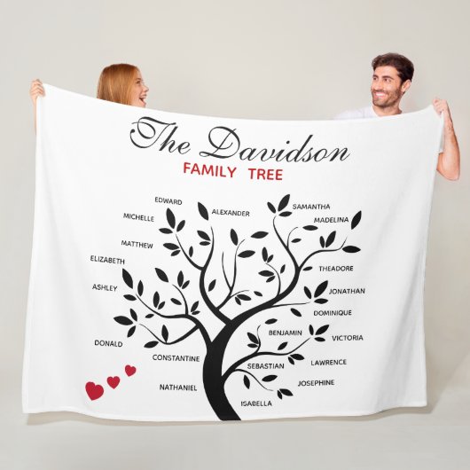 Personalisierter Big Family Tree (20 Namen) Fleecedecke (Beispiel)
