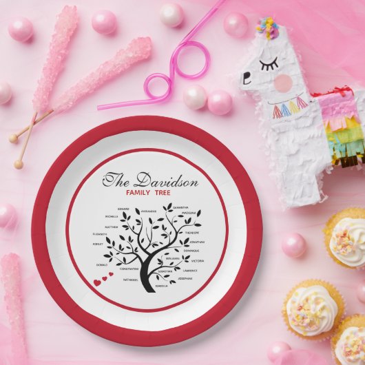 Personalisierter Big Family Tree (20 Namen) Pappteller (Party)